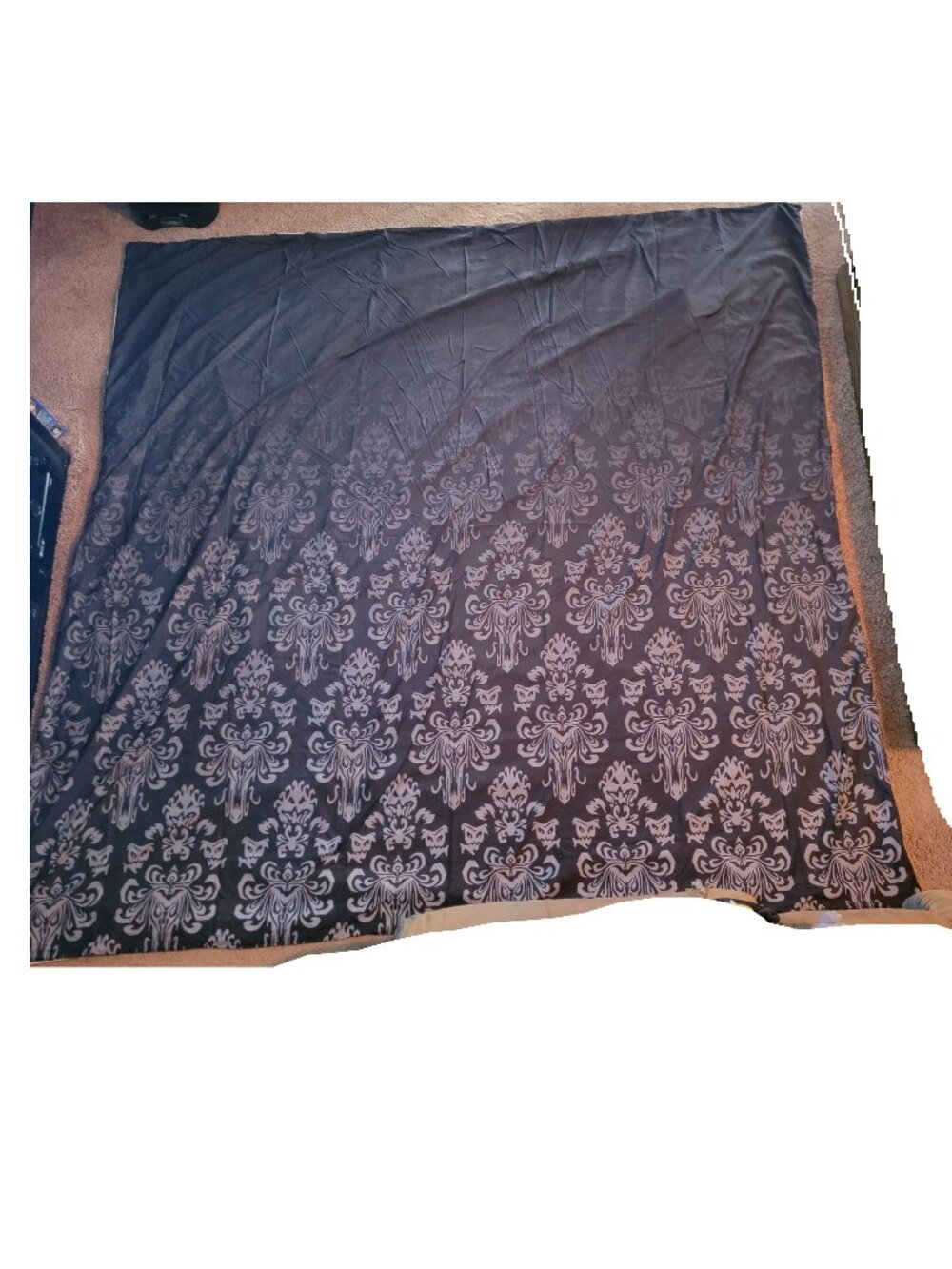 UNBRANDED Haunted Mansion Wallpaper Queen size Duvet Cover Black Gray Ombre